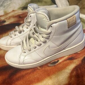 Nike White and Cream High-Top Athletic Shoes